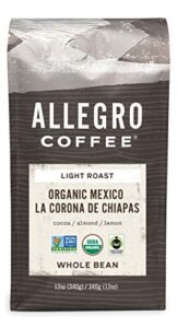 allegro coffee, coffee mexico whole bean organic, 12 ounce