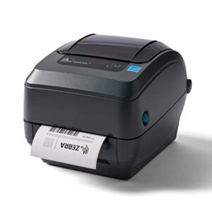 zebra gx420t thermal transfer desktop printer print width of 4 in usb serial and ethernet port connectivity includes peeler gx42-102411-000