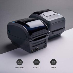 ZEBRA GX420t Thermal Transfer Desktop Printer Print Width of 4 in USB Serial and Ethernet Port Connectivity Includes Peeler GX42-102411-000