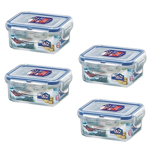 (Pack of 4) LOCK & LOCK Airtight Rectangular Food Storage Container 6-oz / 0.76-cup