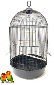 round bird cage for small size birds flight, cockatiel lovebird finches canary parakeet aviary budgie (13" d x 25" h, black)