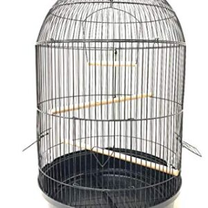 Round Bird CAGE for Small Size Birds Flight, Cockatiel Lovebird Finches Canary Parakeet Aviary Budgie (13" D X 25" H, Black)