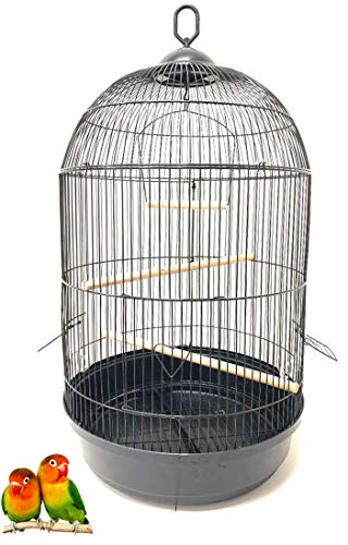 Round Bird CAGE for Small Size Birds Flight, Cockatiel Lovebird Finches Canary Parakeet Aviary Budgie (13" D X 25" H, Black)