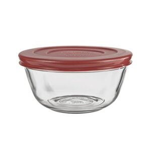anchor hocking glass mixing bowls with lids, cherry, 1.5 quart (set of 2) -