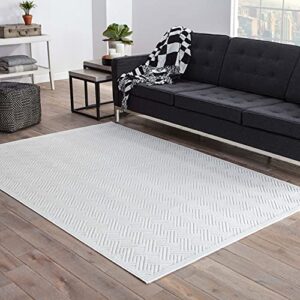 jaipur living thatch 5' x 7'6" power-loomed texture-rich geometric area rug, white