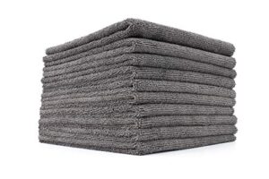 the rag company - the miner - professional metal polishing and microfiber detailing towels, safe on high-end wheels and soft metals, 70/30 blend, dual-pile, 365gsm, 16in x 16in, grey (10-pack)
