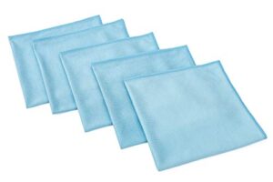 the rag company - premium window, glass, mirror & chrome detailing towels - professional korean 70/30 microfiber blend, lint-free, streak-free, 350gsm, 16in. x 16in, light blue (5-pack)
