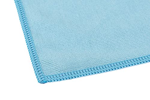 The Rag Company - Premium Window, Glass, Mirror & Chrome Detailing Towels - Professional Korean 70/30 Microfiber Blend, Lint-Free, Streak-Free, 350gsm, 16in. x 16in, Light Blue (5-Pack)