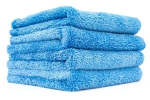 the rag company - eagle edgeless 500 (4-pack) professional korean 70/30 blend super plush microfiber detailing towels, 500gsm, 16in x 16in, blue