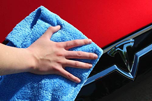 The Rag Company - Eagle Edgeless 500 (4-Pack) Professional Korean 70/30 Blend Super Plush Microfiber Detailing Towels, 500GSM, 16in x 16in, Blue
