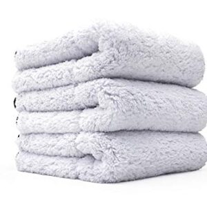 The Rag Company - Everest 1100 - Ultra Plush Korean 70/30 Blend, Professional Microfiber Detailing Towels, 1100gsm, 16in x 16in, White (3-Pack)