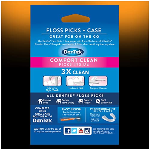 DenTek Floss Picks & Travel Case for On-the-Go, 4 Travel Cases & 12 Floss Picks, 6 Pack