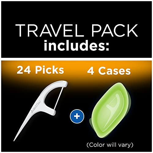 DenTek Floss Picks & Travel Case for On-the-Go, 4 Travel Cases & 12 Floss Picks, 6 Pack