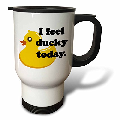 3dRose " I Feel Ducky Today Rubber Duck" Travel Mug, 14 oz, Multicolor