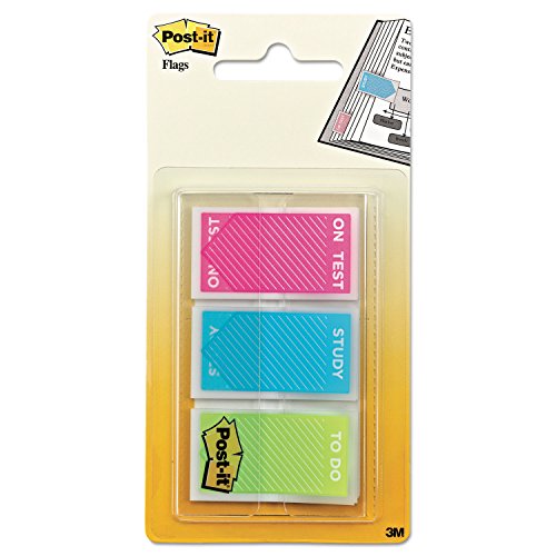 Post-it Message Flags, 60 Flags, 1 in Wide, Assorted Bright Colors (680-STUDY)