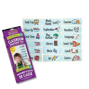 easy daysies daily visual schedule chart with 18 reusable dry eraser magnetic cards for preschool/kindergarten, primary elementary school, and home activity | for kids with autism and special needs