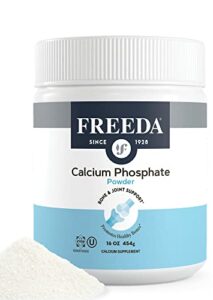 freeda calcium phosphate powder - kosher calcium supplement for men & women, animal bone health & joint support for dogs & cats - calcium and phosphorus supplement - calcium without vitamin d, 16oz