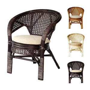 wickerix pelangi handmade rattan dining wicker chair w/cushion, dark brown