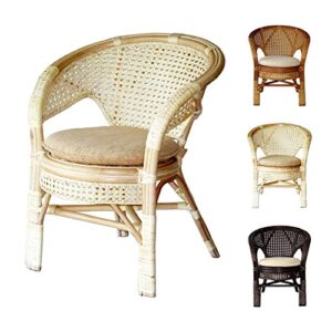 wickerix pelangi handmade rattan dining wicker chair w/cushion, white wash