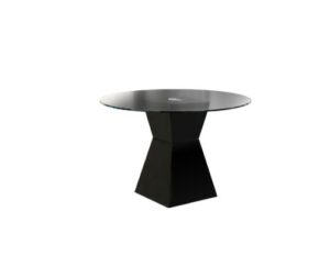 furniture of america ethervale modern round dining table with 12mm tempered glass top, black finish