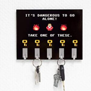 getDigital Dangerous to Go Alone Key Rack - Geeky Home and Office Decor Wall-Mounted Key Holder with 5 Metal Hooks - 21 x 16 cm