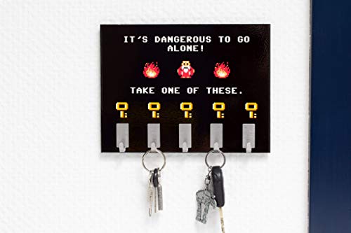 getDigital Dangerous to Go Alone Key Rack - Geeky Home and Office Decor Wall-Mounted Key Holder with 5 Metal Hooks - 21 x 16 cm