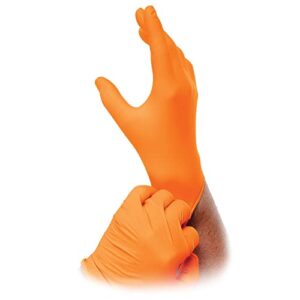 Atlantic Safety Products Orange Lightning Exam Gloves, Disposable, Powder-Free Nitrile Gloves, Orange, Medium, 100-Ct