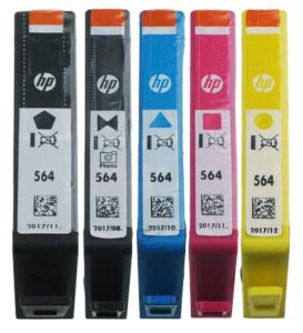 hp setup 564 inkjet cartridges, set of 5 (black, photo black, cyan, magenta & yellow) exp 2012