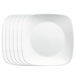 corelle vitrelle 6-piece salad plates set, triple layer glass and chip resistant, lightweight square 9-inch plates, white