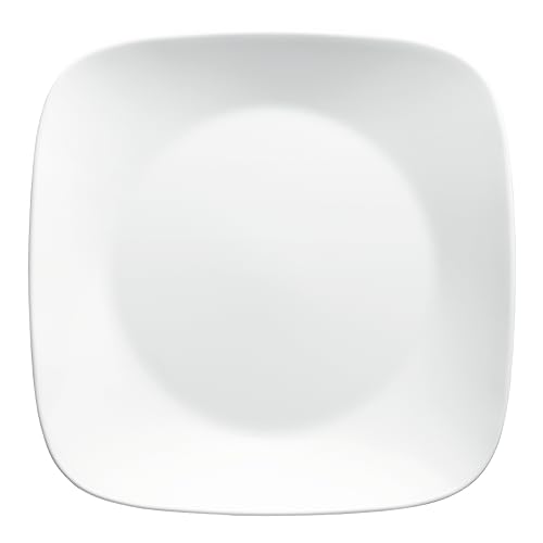 Corelle Vitrelle 6-Piece Salad Plates Set, Triple Layer Glass and Chip Resistant, Lightweight Square 9-Inch Plates, White