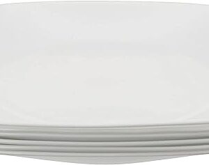 Corelle Vitrelle 6-Piece Salad Plates Set, Triple Layer Glass and Chip Resistant, Lightweight Square 9-Inch Plates, White