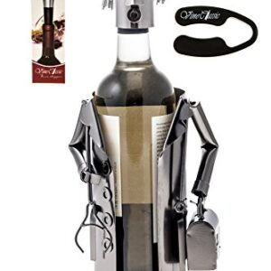 Fabulous Doctor (Holding a Stethoscope Plus a Doctors Case) Wine Bottle Holder , Genuine Hand Made ,Metal Figurine with a wine foil cutter and wine a stopper