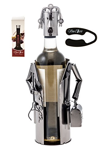 Fabulous Doctor (Holding a Stethoscope Plus a Doctors Case) Wine Bottle Holder , Genuine Hand Made ,Metal Figurine with a wine foil cutter and wine a stopper