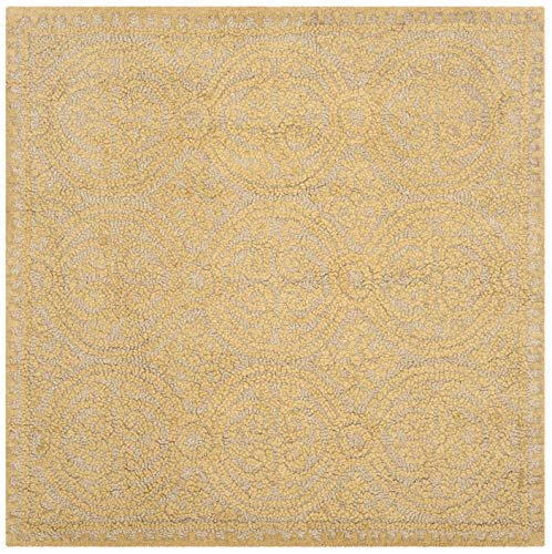 SAFAVIEH Cambridge Collection 4' Square Light Gold / Dark Gold CAM233A Handmade Moroccan Premium Wool Area Rug