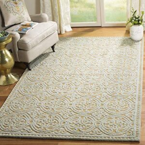 SAFAVIEH Cambridge Collection 4' Square Blue/Gold CAM234A Handmade Moroccan Premium Wool Area Rug