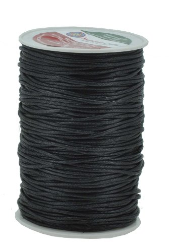 Mandala Crafts Size 2mm Black Waxed Cord for Jewelry Making - 109 Yds Black Waxed Cotton Cord for Jewelry String Bracelet Cord Wax Cord Necklace String