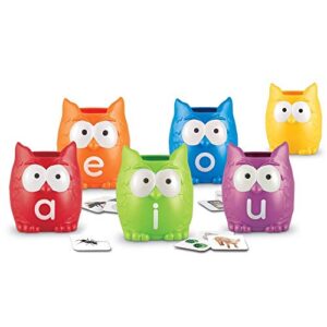 learning resources vowel owls sorting set, word recognition, assorted colors, set of 6, ages 5+