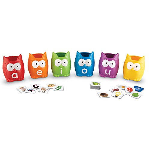 Learning Resources Vowel Owls Sorting Set, Word Recognition, Assorted Colors, Set of 6, Ages 5+