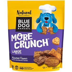 blue dog bakery natural dog treats, more crunch large, assorted flavors, 11.2 oz, 2lb bag