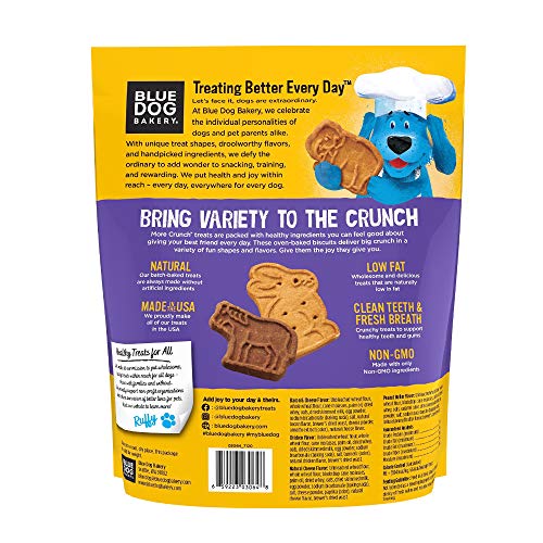 Blue Dog Bakery Natural Dog Treats, More Crunch Large, Assorted Flavors, 11.2 oz, 2lb Bag