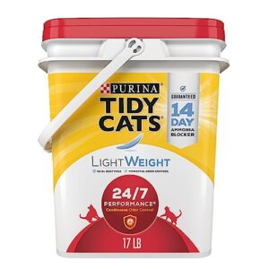 purina tidy cats light weight, low dust, clumping cat litter 24/7 performance multi cat litter - 17 lb. pail