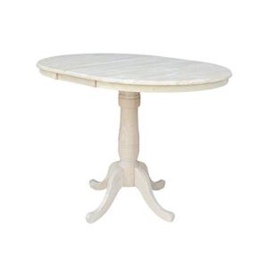 International Concepts 36-Inch Round Extension Counter Height Table with 12-Inch Leaf