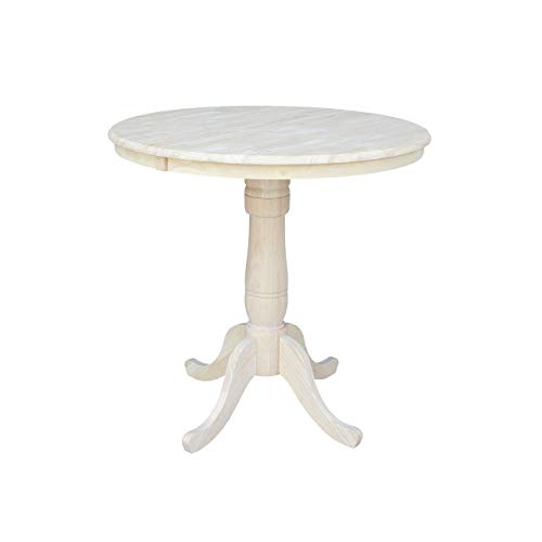 International Concepts 36-Inch Round Extension Counter Height Table with 12-Inch Leaf