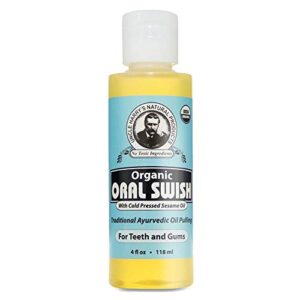 uncle harry's oral swish for ayurvedic oil pulling | sesame oil, oregano, & clove | whitening mouthwash treatment for healthy teeth & gums (4 oz)