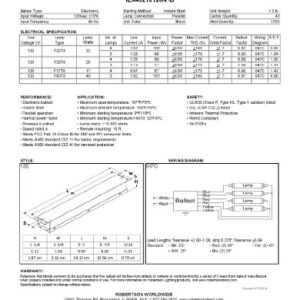 Robertson 3P20135, IEA432T8120N /B Fluorescent eBallast for 4 F32T8 Linear Lamps, Instant Start, 120Vac, 60Hz, Normal Ballast Factor, NPF (Replaces Robertson Model ISL432T8120 /B)