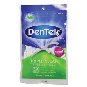 dentek triple advanced clean mouthwash blast floss picks, 75 count, (pack of 1)