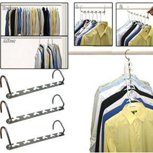 Metal Cascading Space Saving Closet Hangers - 360 Swivel Action - Maximize Closet Space & Organize -10pc Set