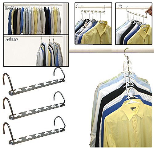 Metal Cascading Space Saving Closet Hangers - 360 Swivel Action - Maximize Closet Space & Organize -10pc Set