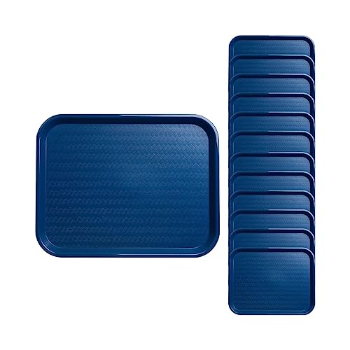 Carlisle FoodService Products Cafe Plastic Fast Food Tray, 14" x 18", Blue, (Pack of 12)