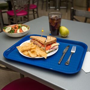 Carlisle FoodService Products Cafe Plastic Fast Food Tray, 14" x 18", Blue, (Pack of 12)